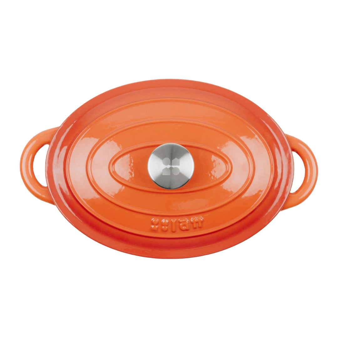 Lätt Home Cocotte Gusseisen Bräter Oval - 29x21x11 cm, 3,85 L - Orange Emailliert