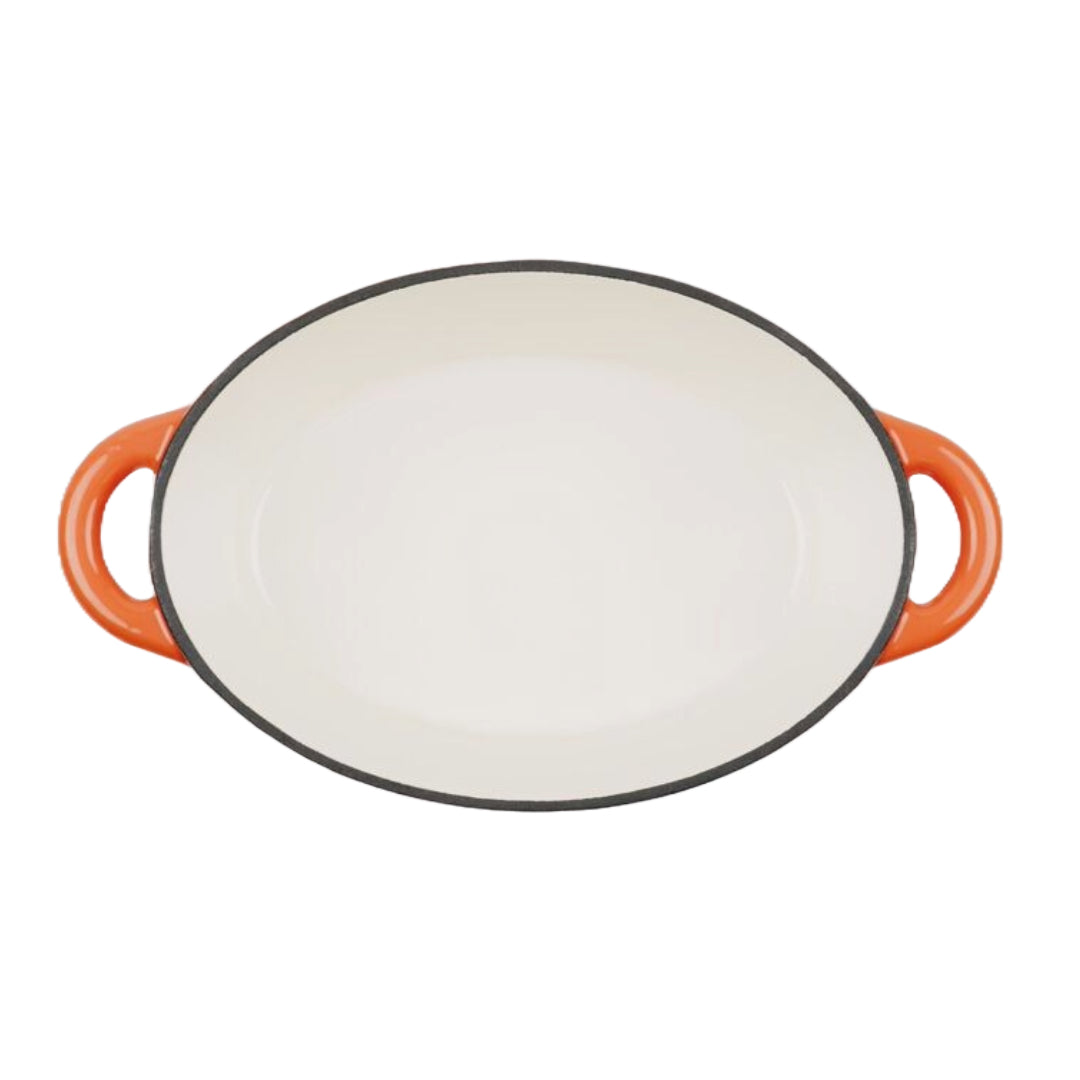 Lätt Home Cocotte Gusseisen Bräter Oval - 29x21x11 cm, 3,85 L - Orange Emailliert