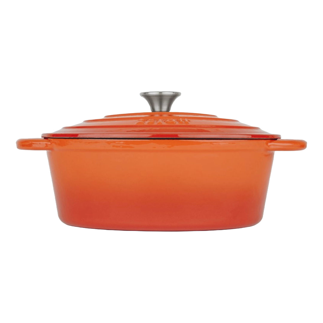 Lätt Home Cocotte Gusseisen Bräter Oval - 29x21x11 cm, 3,85 L - Orange Emailliert