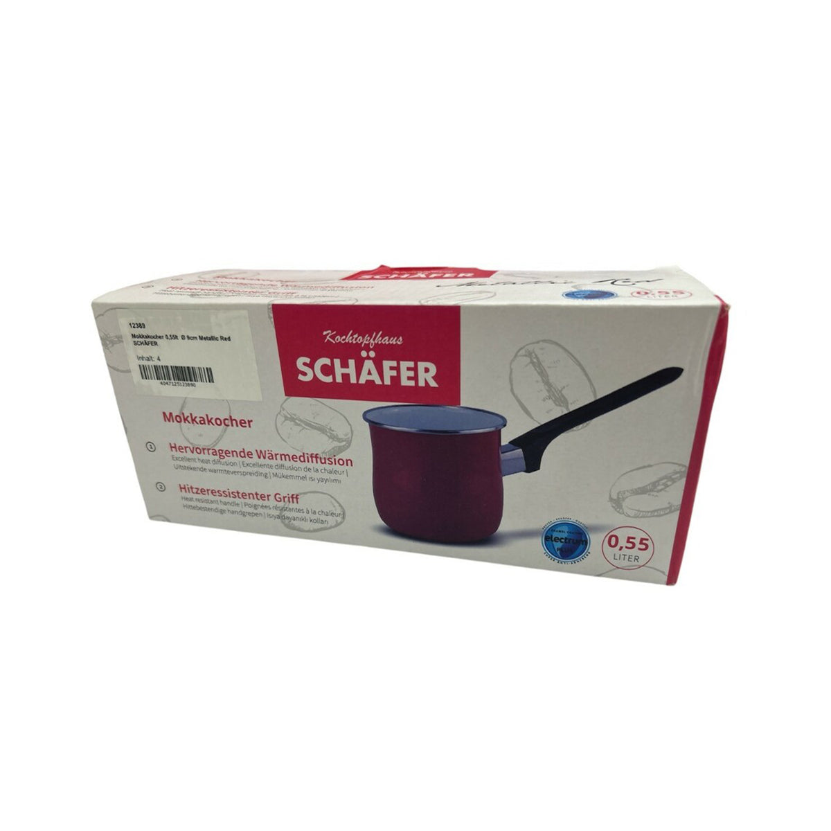 Schäfer Mokkakocher Metallic Red - 0,55L - Verpackung