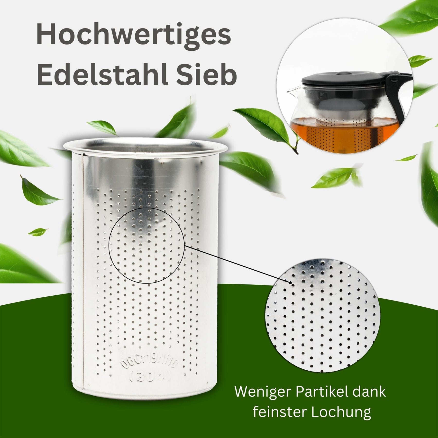 Nordic Schiller Glas Teekanne mit Deckel und Edelstahl Sieb 700ml - Nordic Schiller