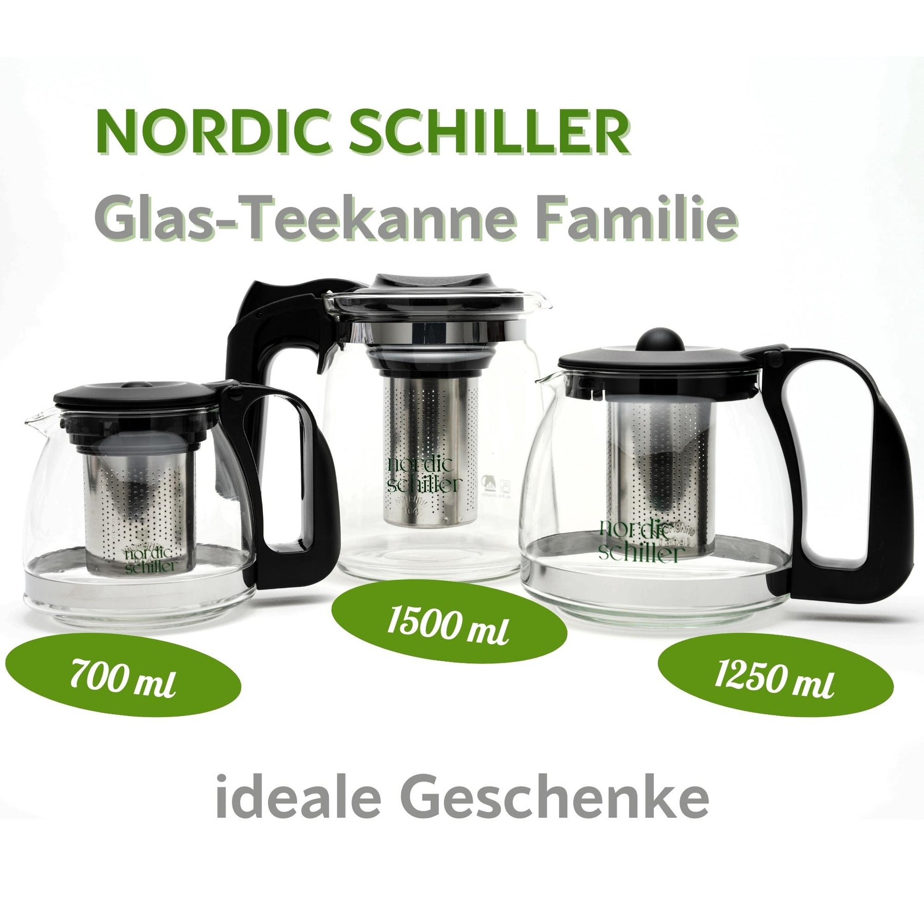 Nordic Schiller Lilac Glas Teekanne mit Deckel und Edelstahl-Sieb – 1250 ml