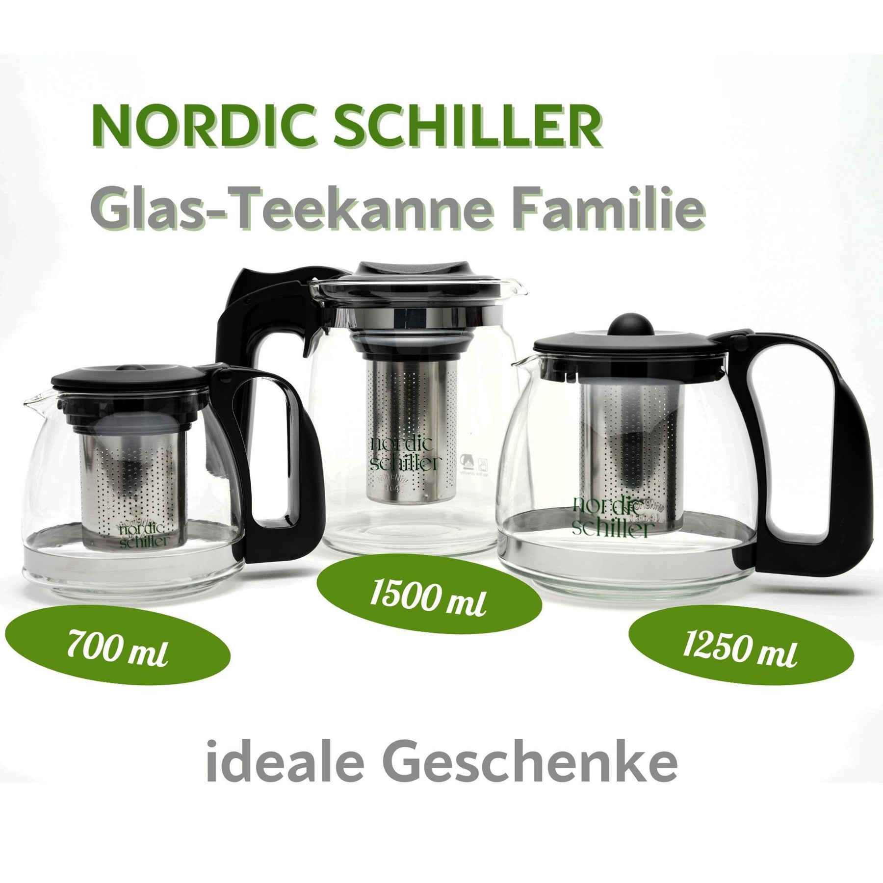 Nordic Schiller Lilac Glas Teekanne mit Deckel und Edelstahl-Sieb – 1500 ml