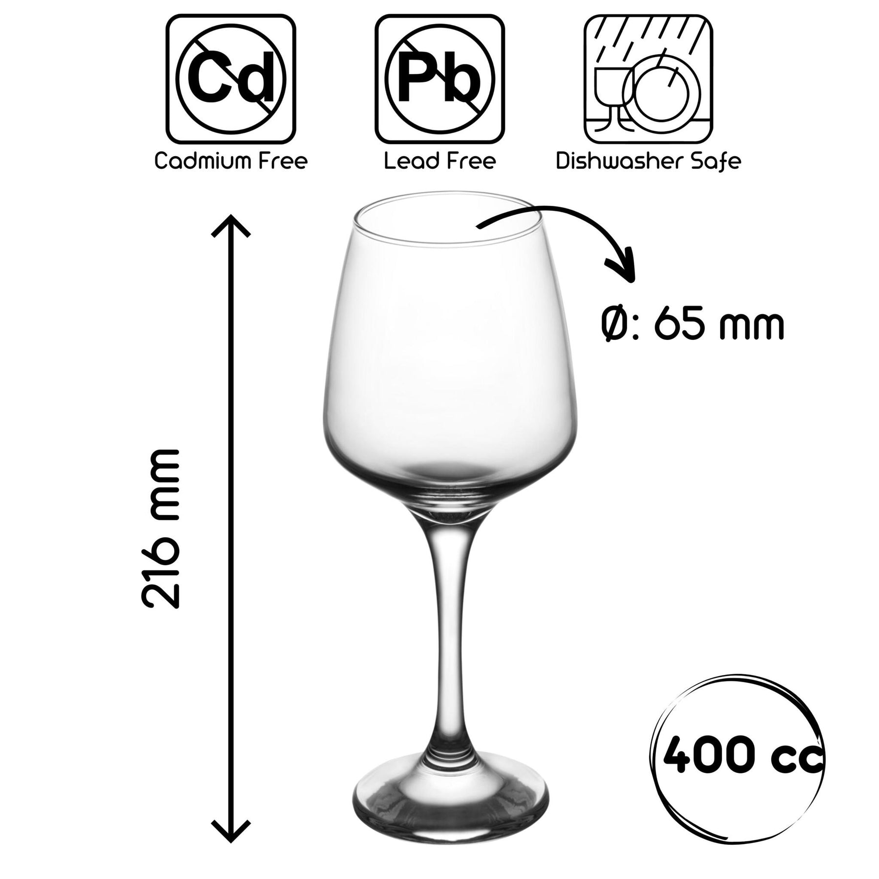 LAV Lal Allzweckgläser – 400 ml (13 1/2 oz), 6er Set