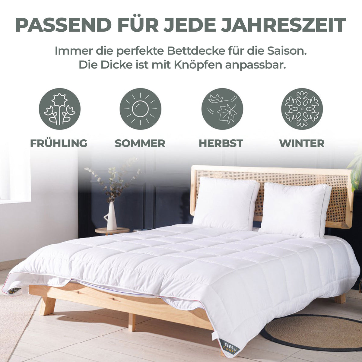 Sleep Comfy Thermo Balance - 4-Jahreszeiten Einzeldecke, Antiallergisch