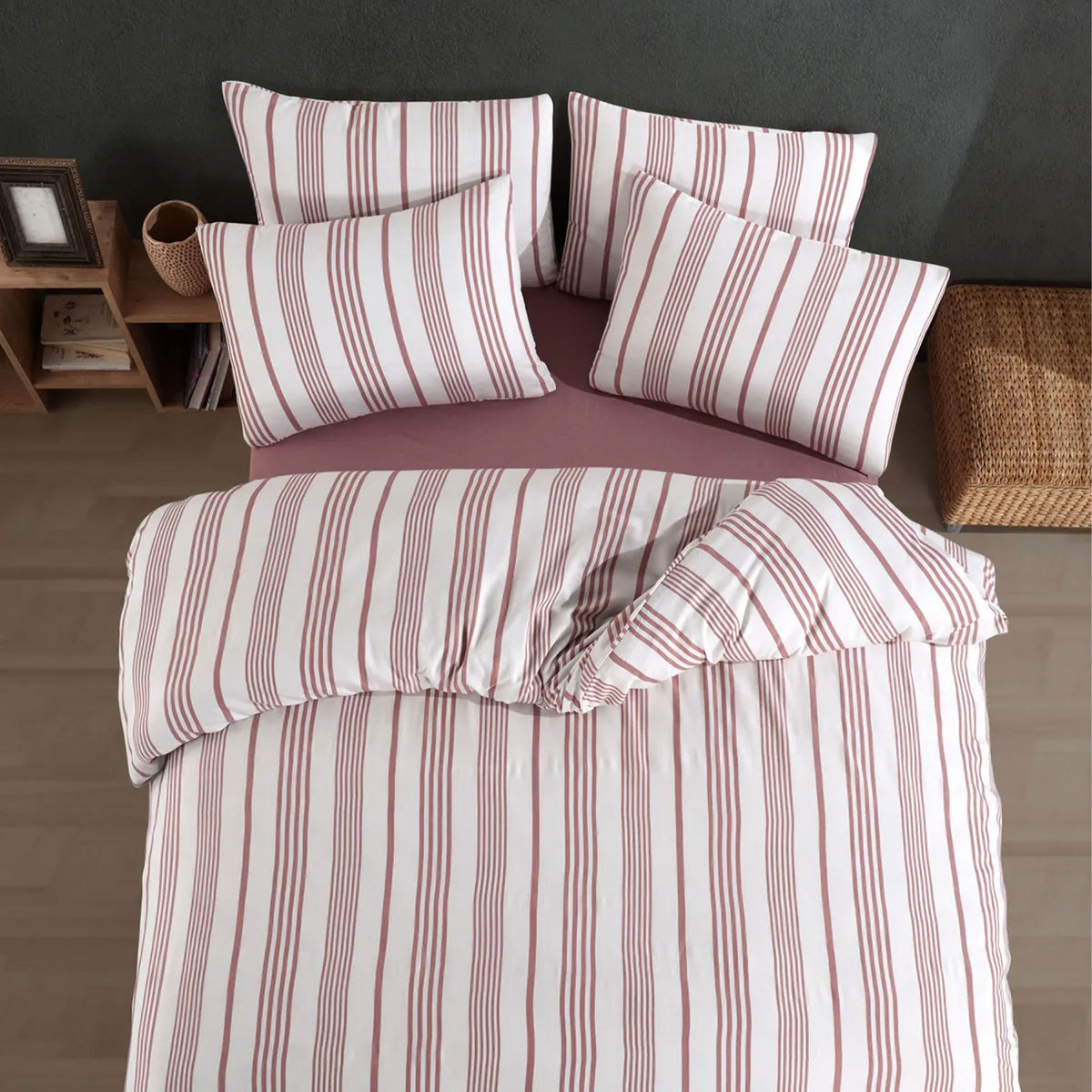 Nordic Schiller Bettwäsche-Set für Doppelbett, 200x220 cm, 4-tlg, Orange