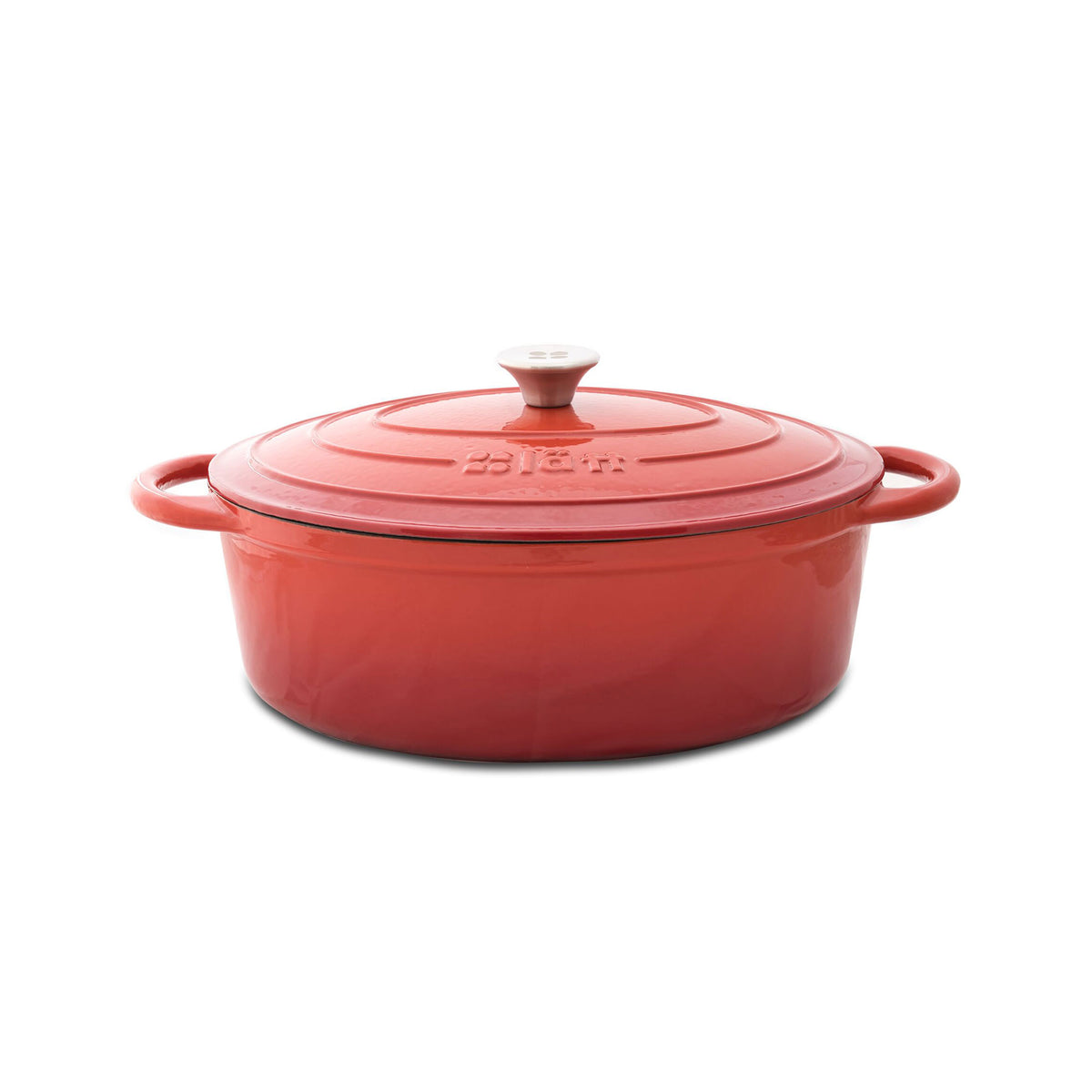 Lätt Home Cocotte Gusseisen Bräter Oval - 33x11 cm, 6 L - Rot Emailliert