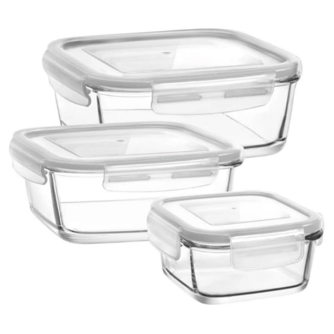 LAV Fresco Glas 3-tlg. Frischhaltedosen Set - Erhältlich in 1150 ml, 720 ml und 375 ml