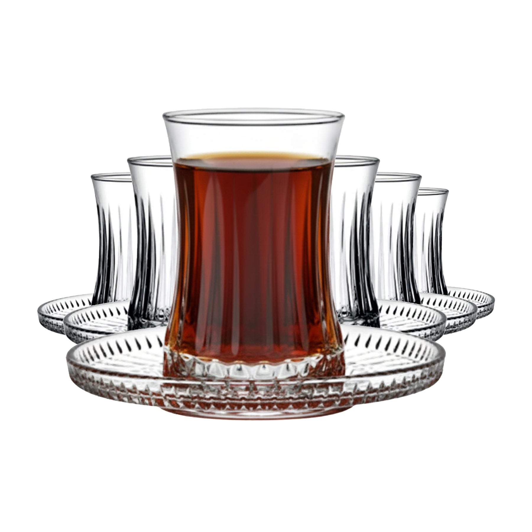Pasabahce Elysia Teeset 6 Teegläser 6 Untertassen 12-tlg 170 ml
