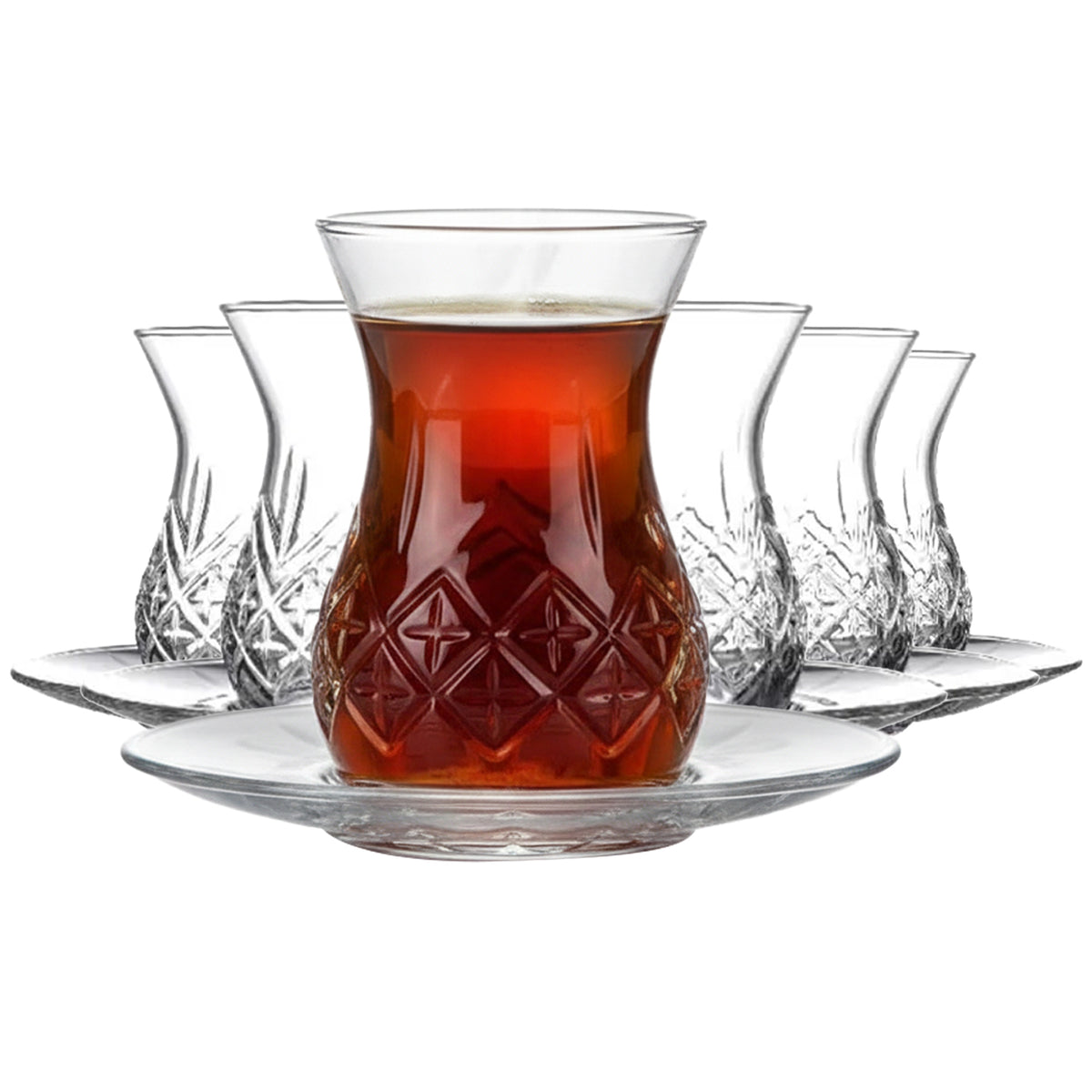 Pasabahce Timeless Teeset 6 Teegläser 6 Untertassen 155 ml