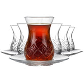 Pasabahce Timeless Teeset 6 Teegläser 6 Untertassen 155 ml