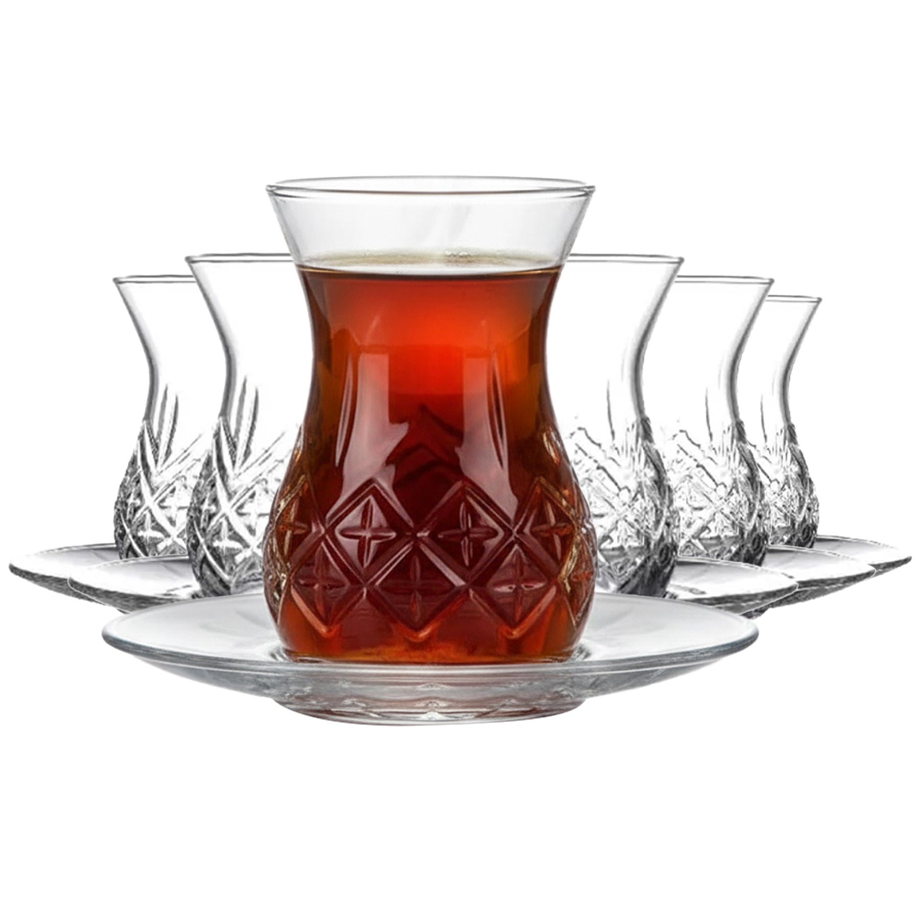 Pasabahce Timeless Teeset 6 Teegläser 6 Untertassen 155 ml