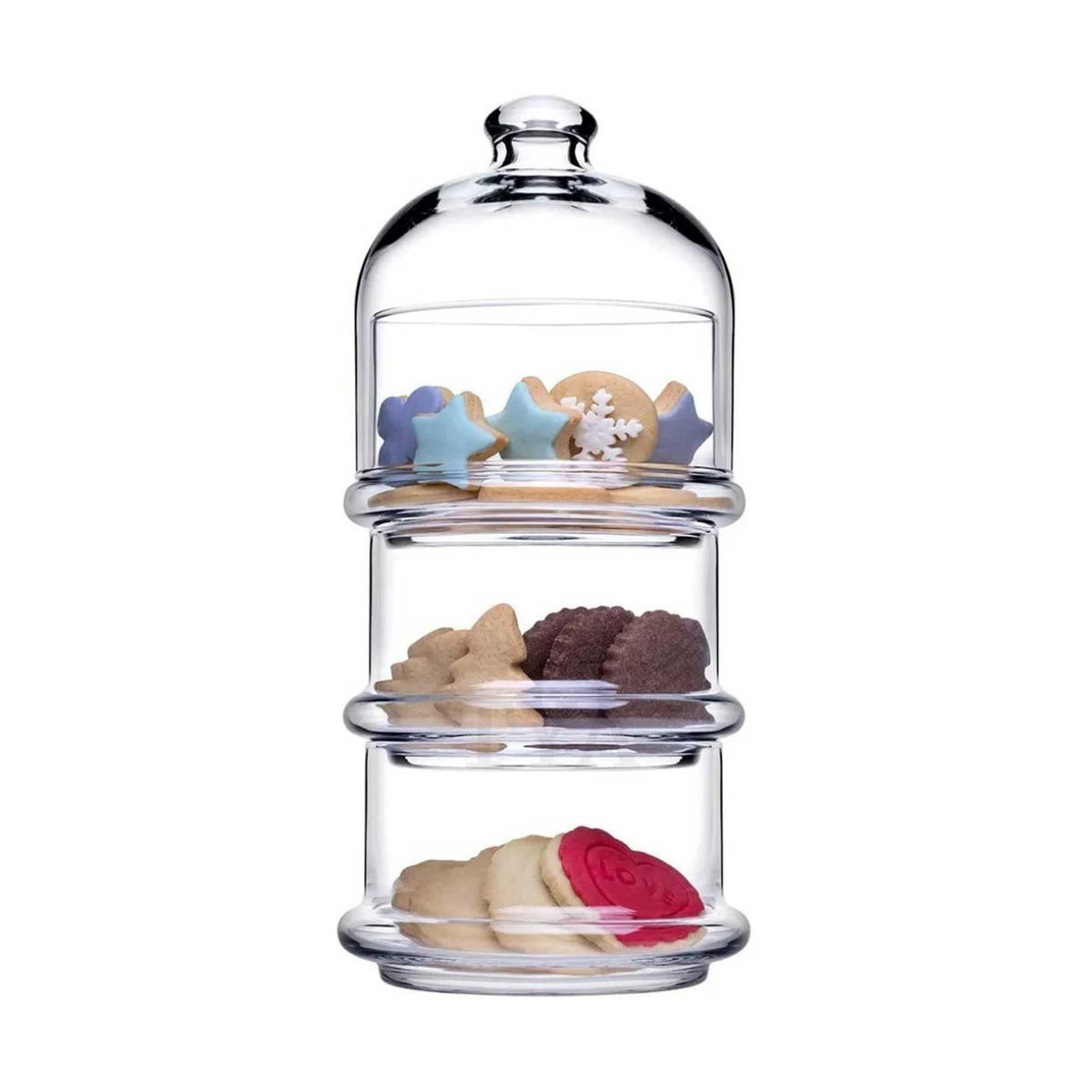 Pasabahce Villa Patisserie Servierschale mit Haube 3-tlg. Set - 390 ml (17 oz)