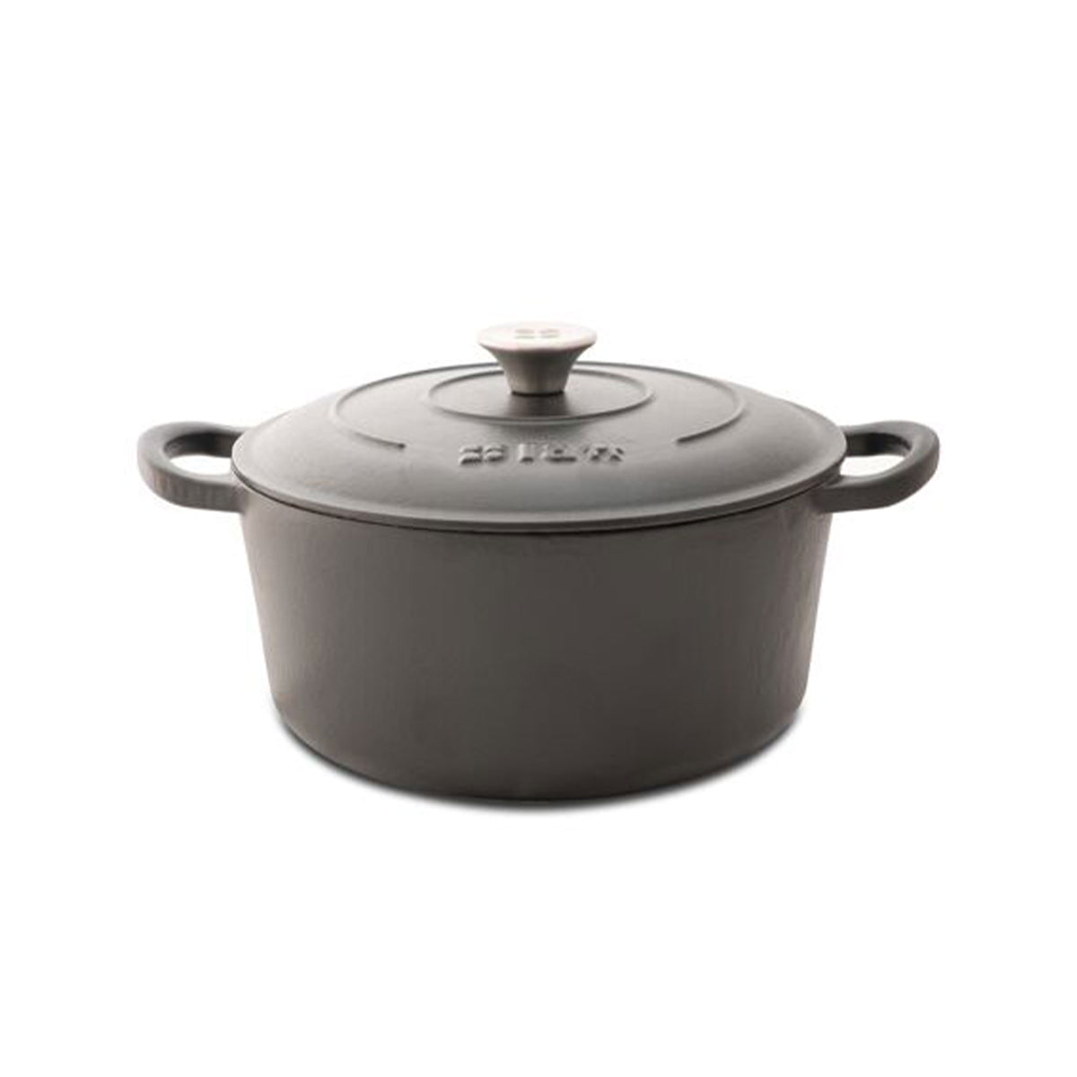 Lätt Home Cocotte Gusseisen Bräter Rund - 26x12 cm, 4,8 L - Schwarz Emailliert
