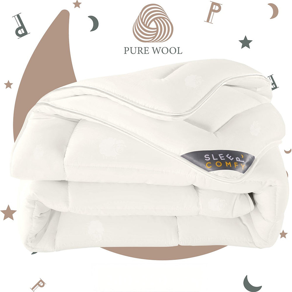Sleep Comfy Wolle Bettdecke - Ganzjahresdecke Einzelbett, 100 % Schurwolle