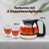 Nordic Schiller Tee-Set: 700 ml Teekanne & 2 Doppelwandige Gläser 350 ml