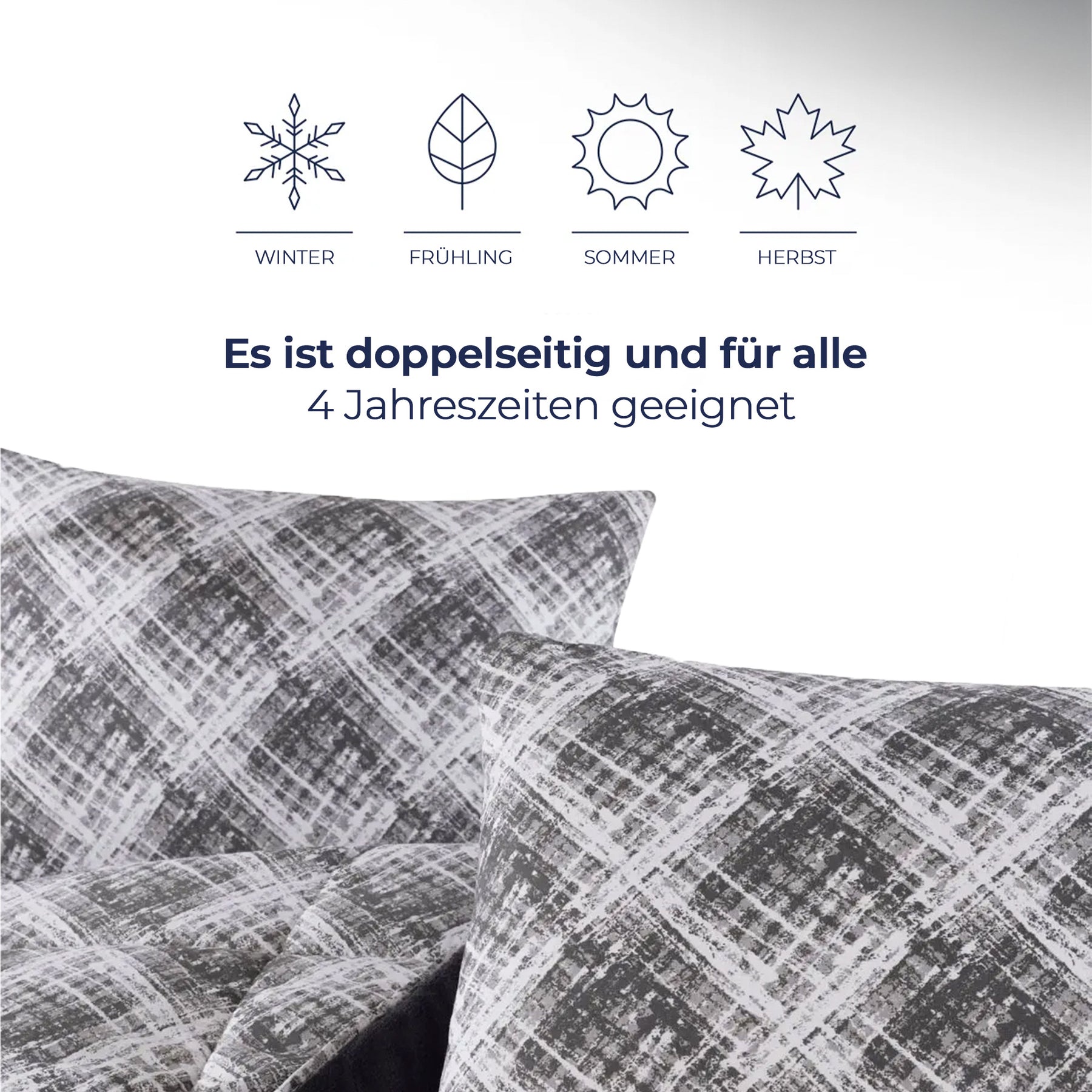 Nordic Schiller Wellsoft 4-Jahreszeiten Doppelseitige Bettdecke - Anthrazit