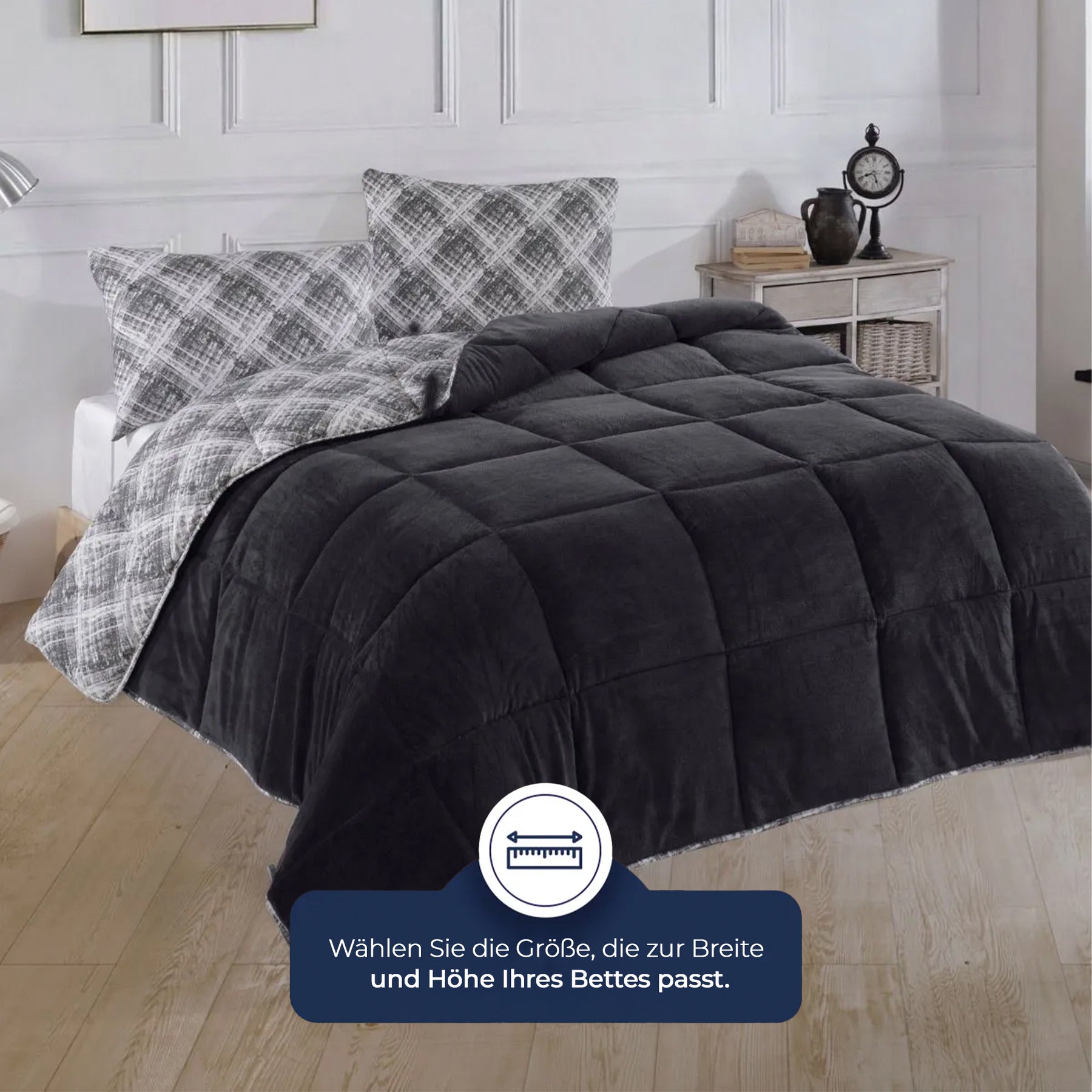 Nordic Schiller Wellsoft 4-Jahreszeiten Doppelseitige Bettdecke - Anthrazit