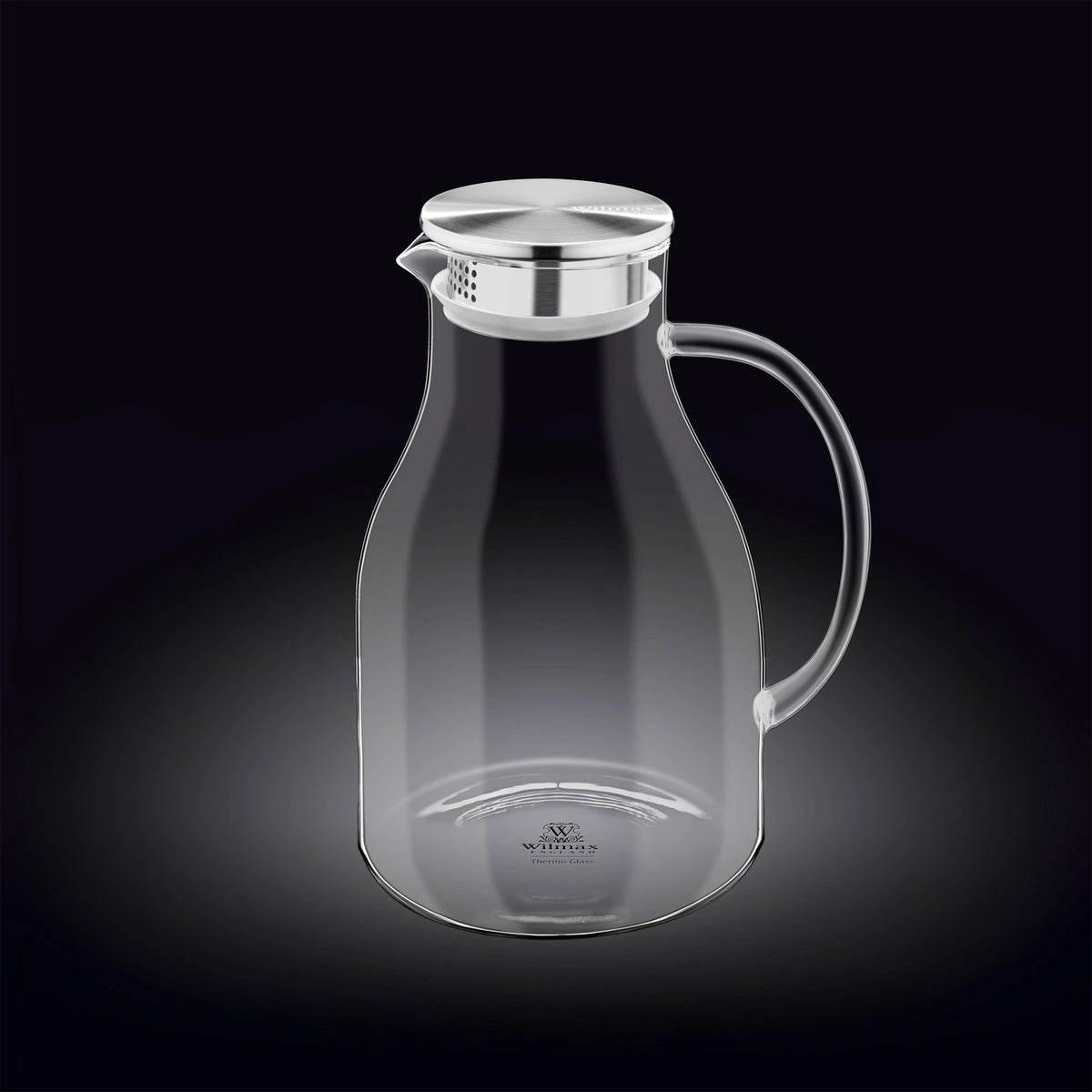 Wilmax Borosilikat Glas Krug mit Edelstahl-Deckel