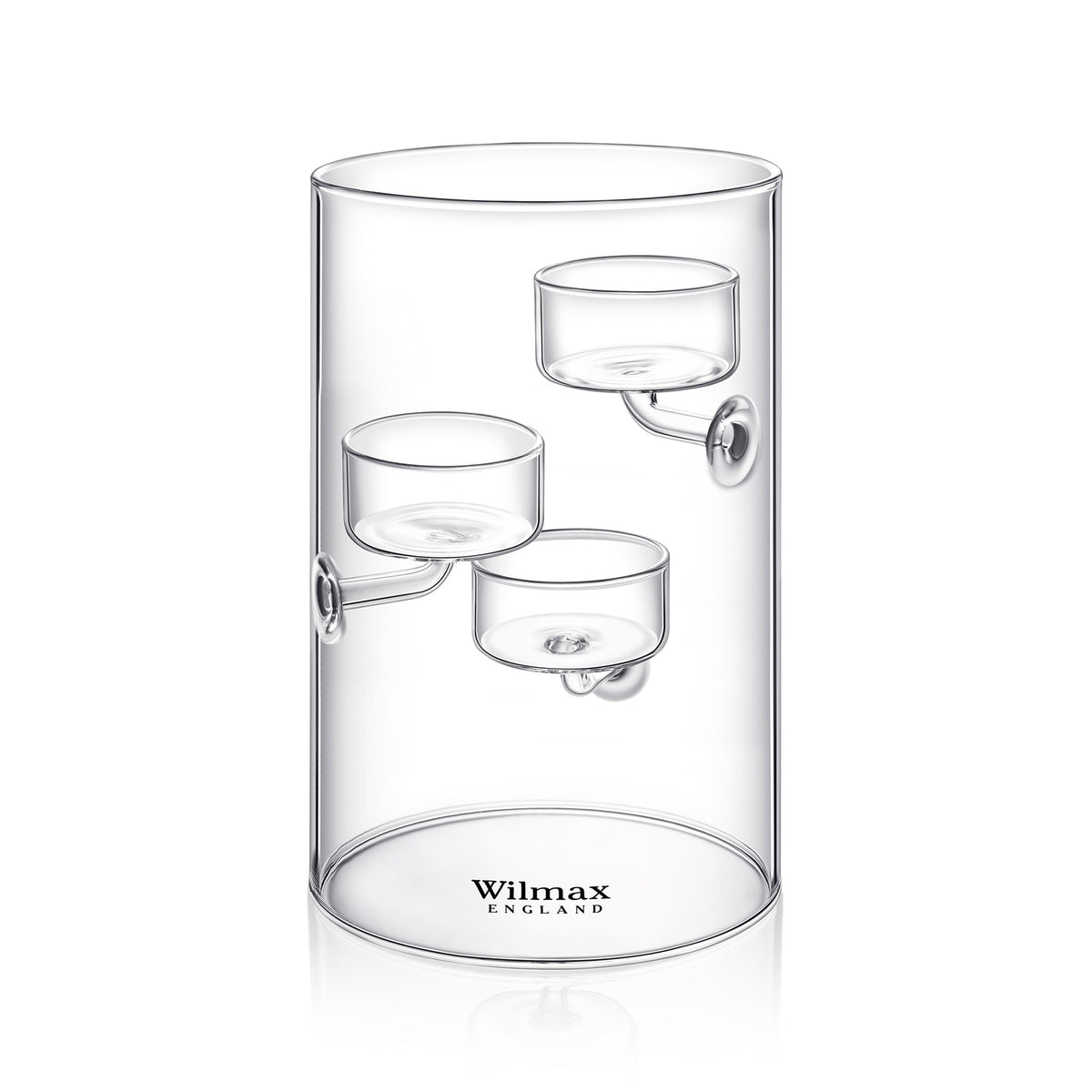 Wilmax Teelichthalter aus Glas für 3 Teelichter, 20 cm