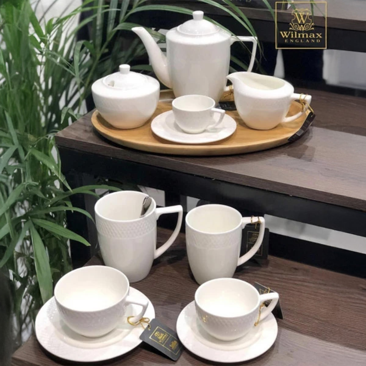 Wilmax Porzellan Kaffeekanne 750 ml Weiß