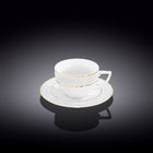 Wilmax Cappuccinotasse mit Untertasse 170 ml Weiß Goldrand Porzellan 6er Set WL-880102402/AB6