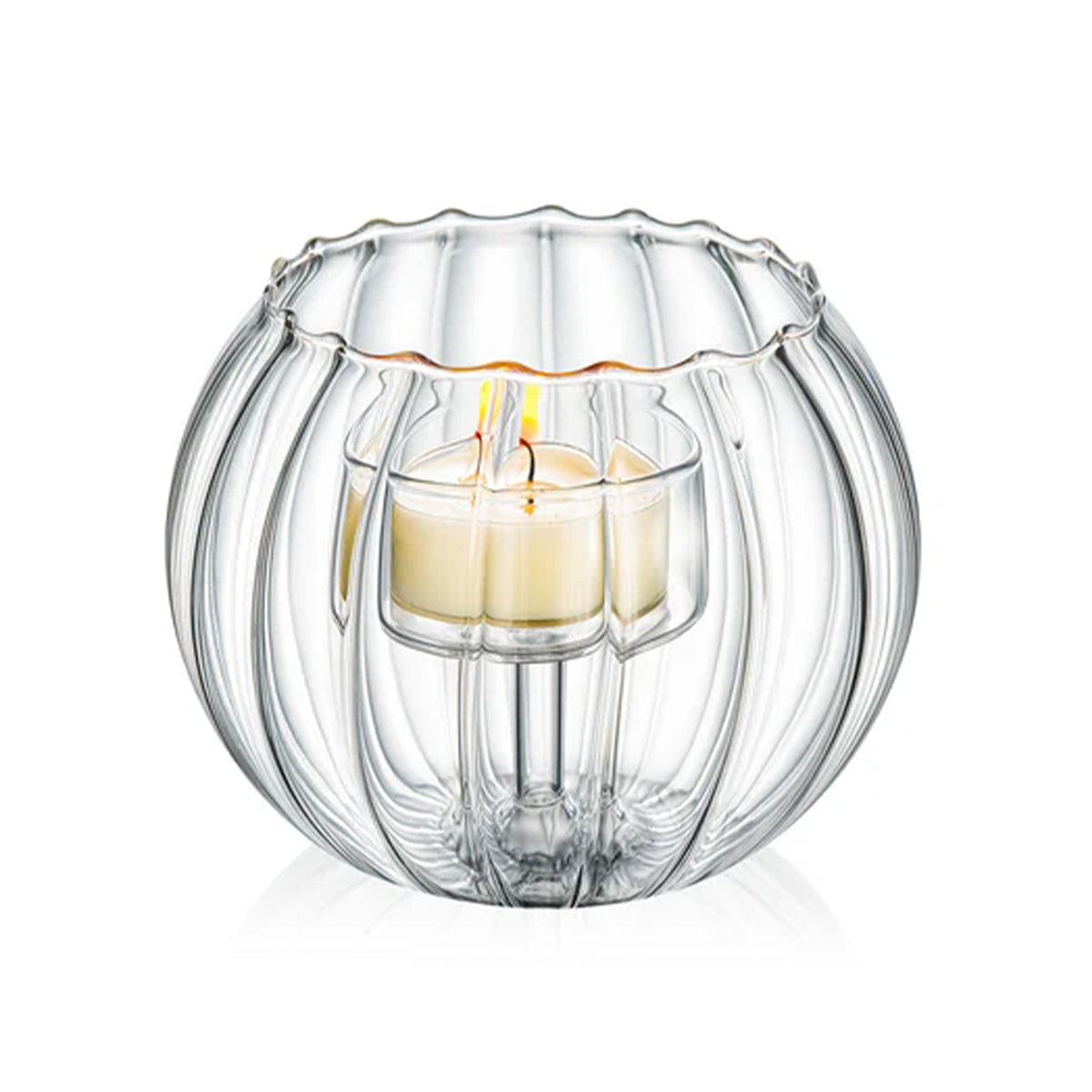 Wilmax Teelichthalter aus Thermoglas, 12 x 10 cm