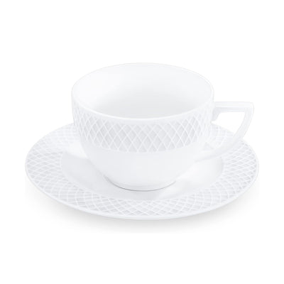 Wilmax Diamond Cappuccino Tasse mit Untertasse 170 ml Weiß Porzellan 6er Set