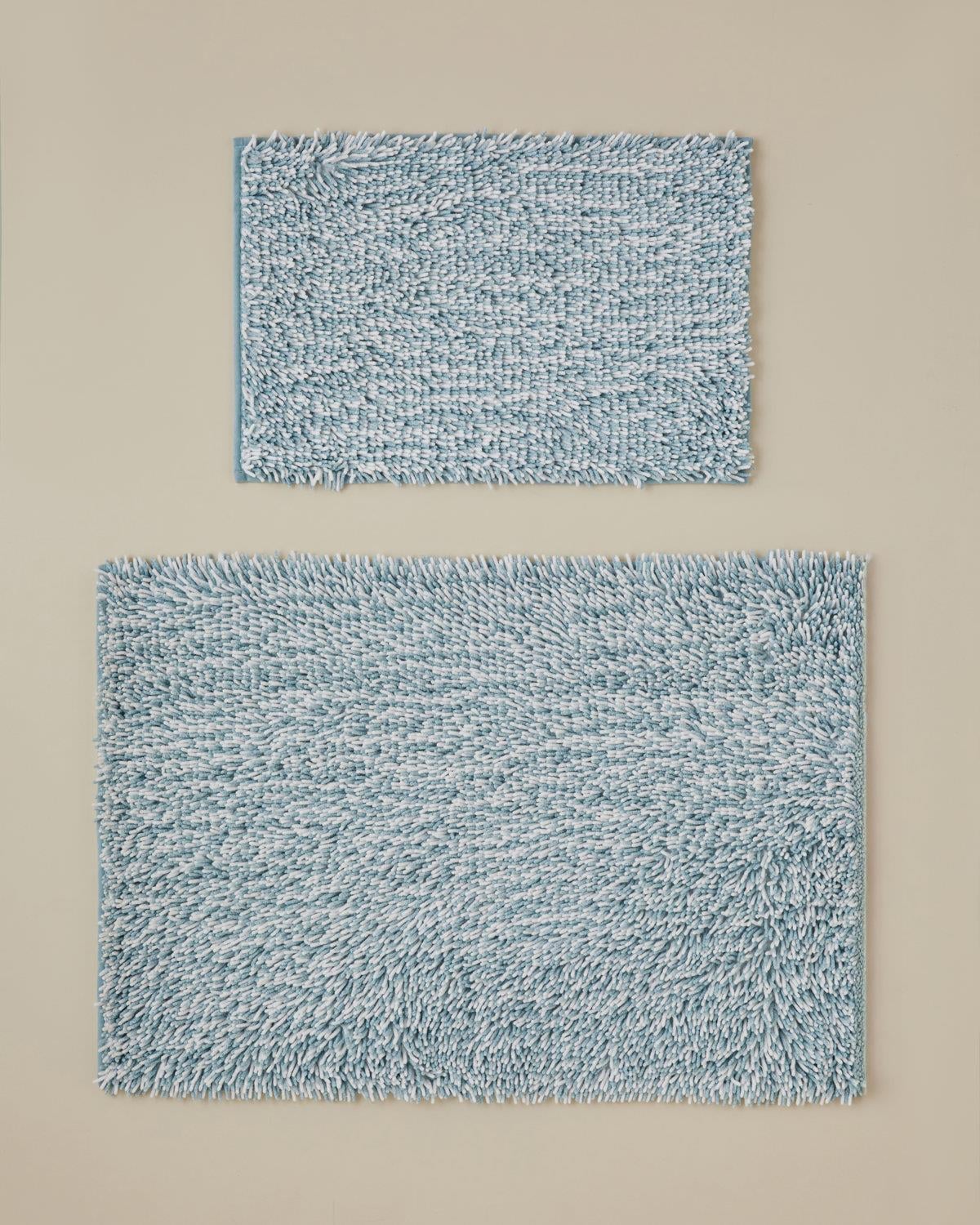 English Home Corallo Badematten-Set rutschfest 60x90 + 40x60 cm – Blau/Weiß – 2-teilig