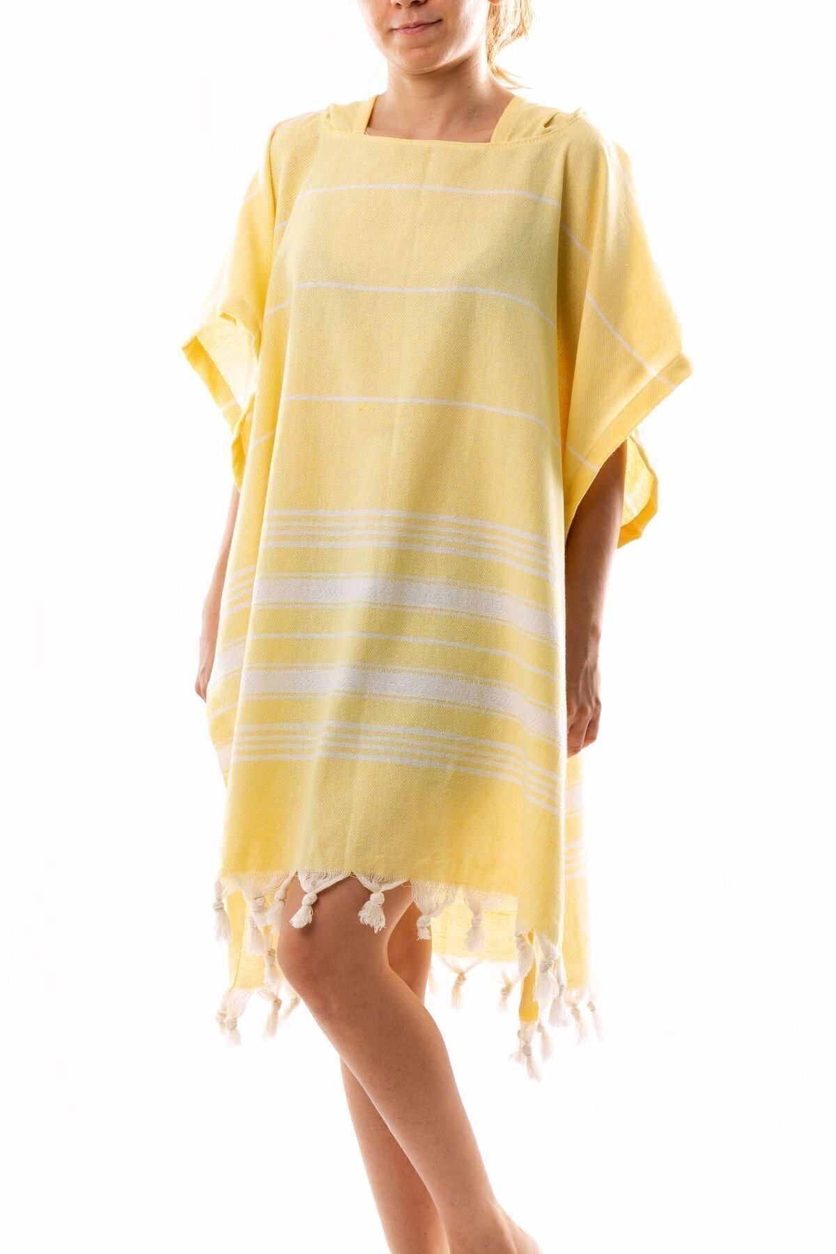 Cotton Adult Peshtemal Poncho Bathrobe Beach Towel