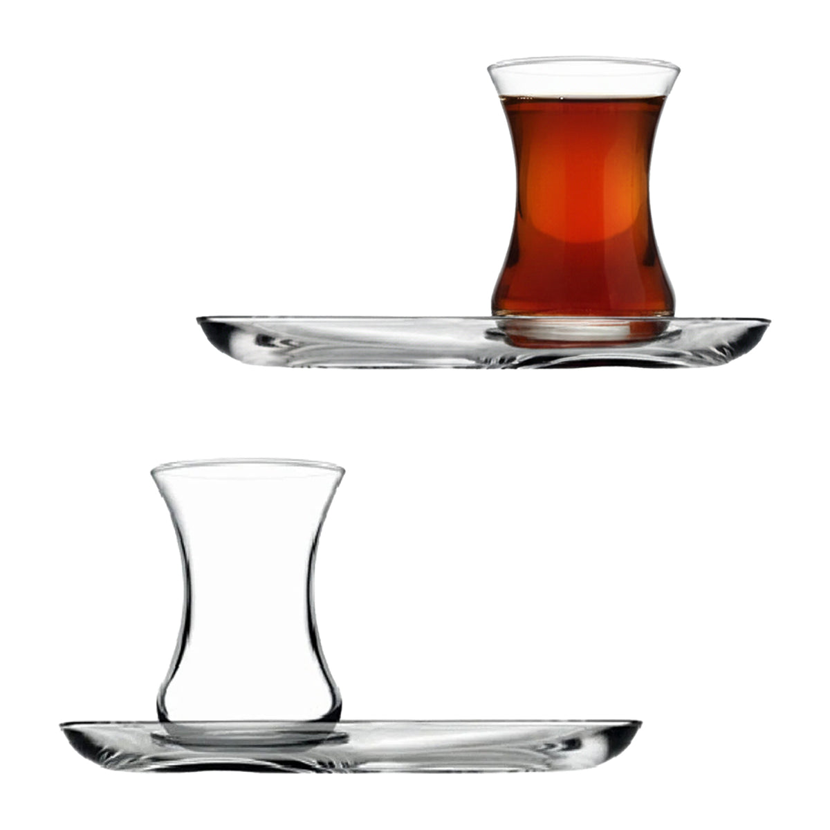 Pasabahce Incebelli Teeset, Teeglas und Untertasse, 125 ml 4er Set