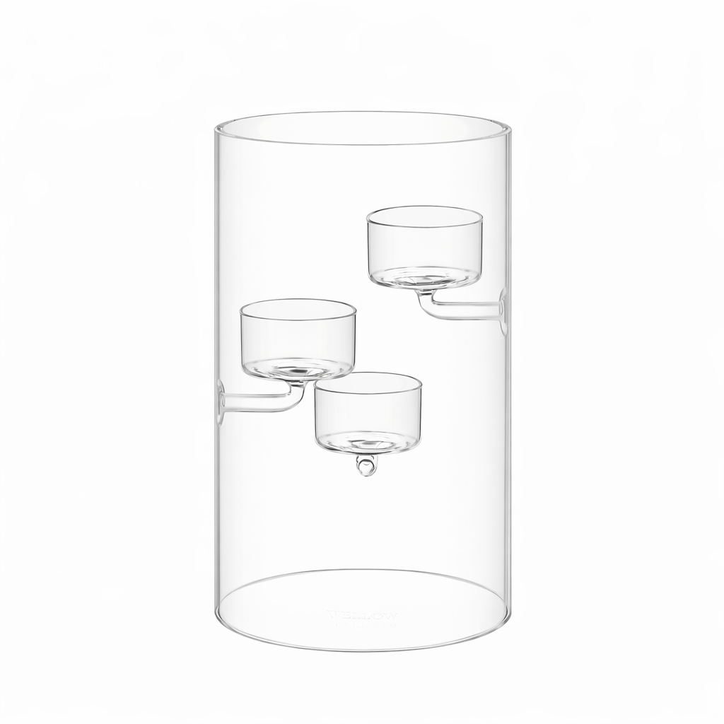 Wilmax Teelichthalter 20 cm Glas für 3 Teelichter WL-888906/A