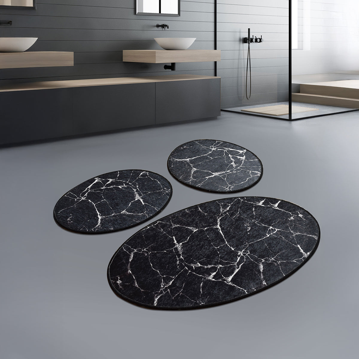Bosdela Badezimmerteppich-Set, 3-teilig - Verschiedene Designs, 100 × 160 cm