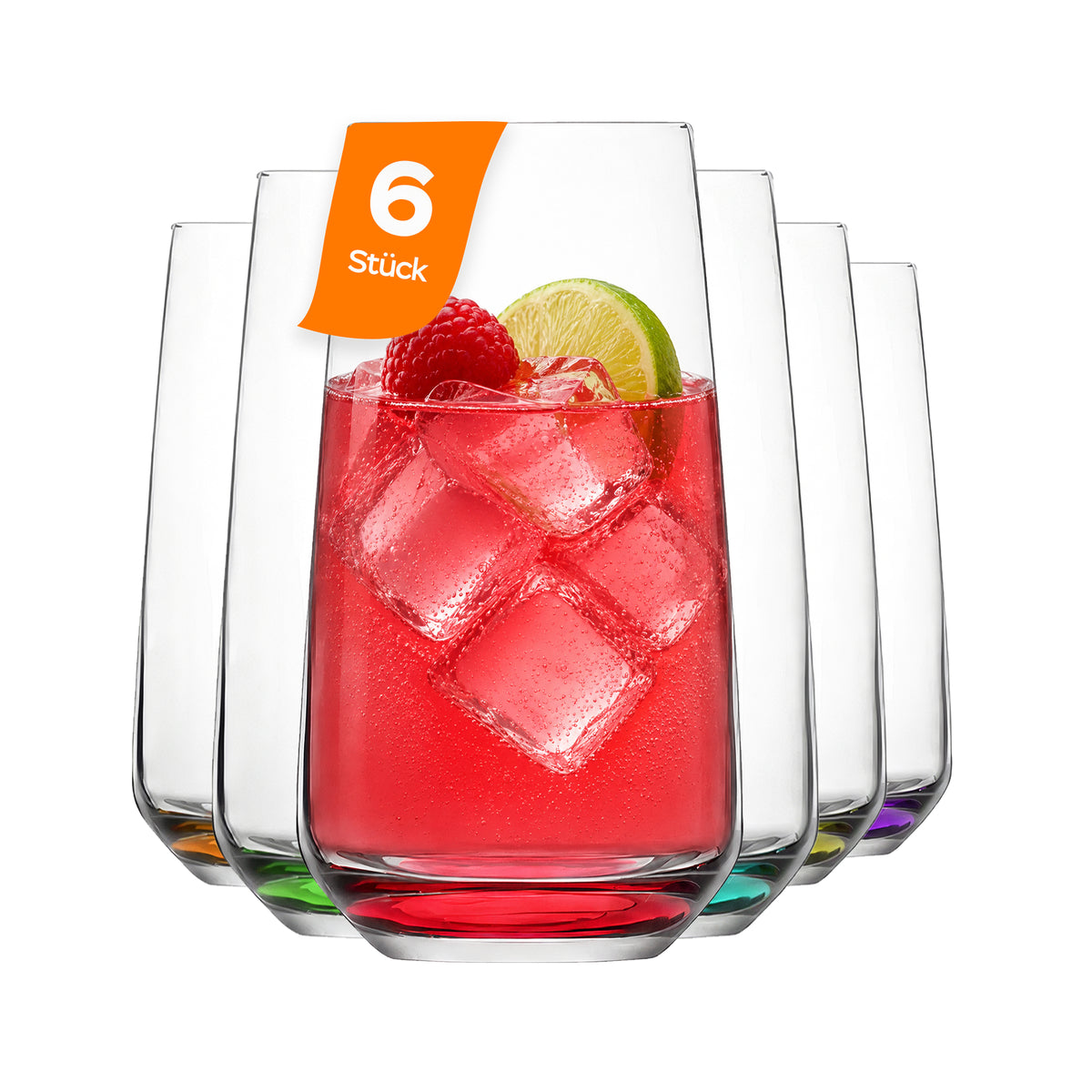 LAV Lal Transparent Rainbow Longdrinkgläser - 480 ml (16 1/4 oz)