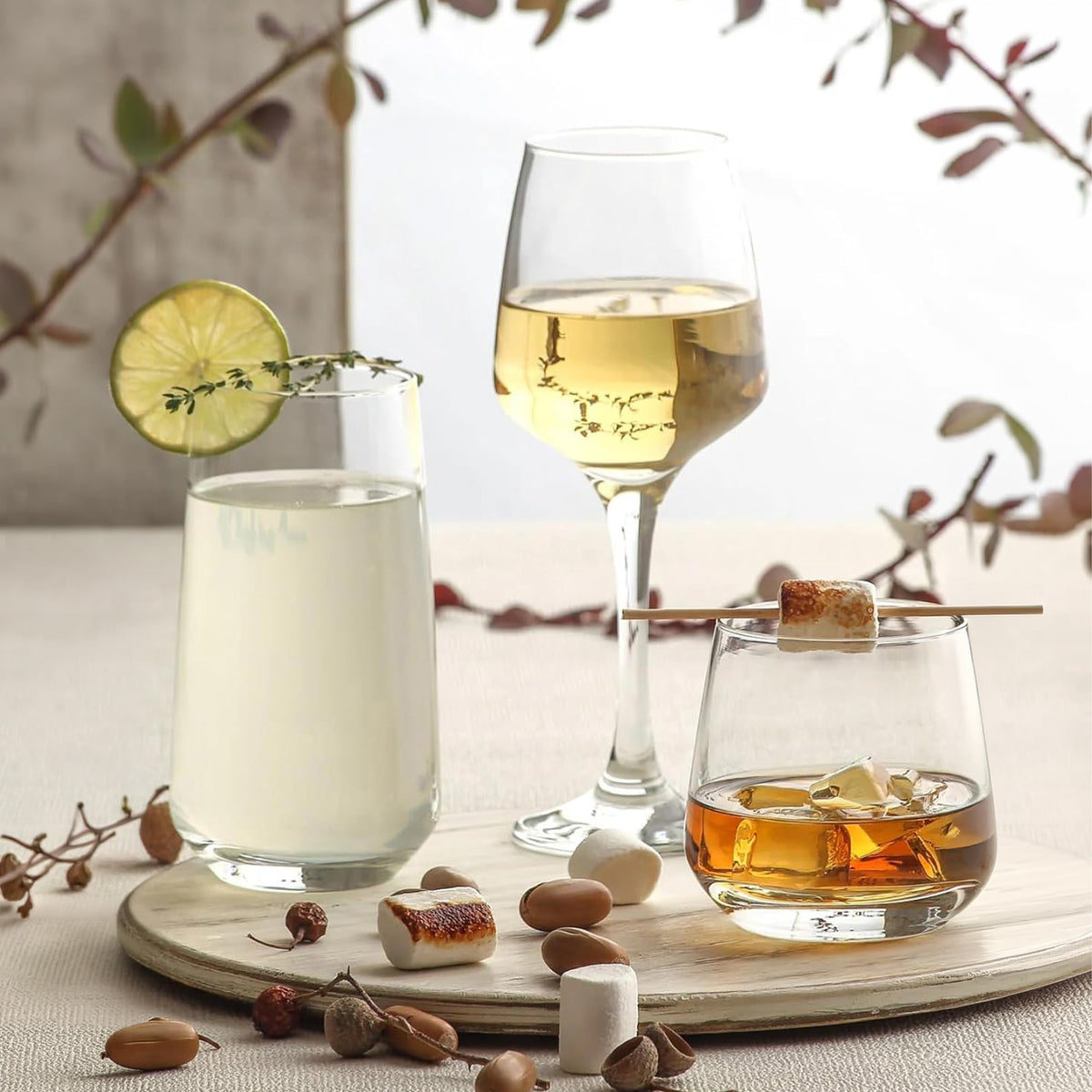 LAV Softdrink-Wasser-Set mit Fuß aus Glas-18-teiliges