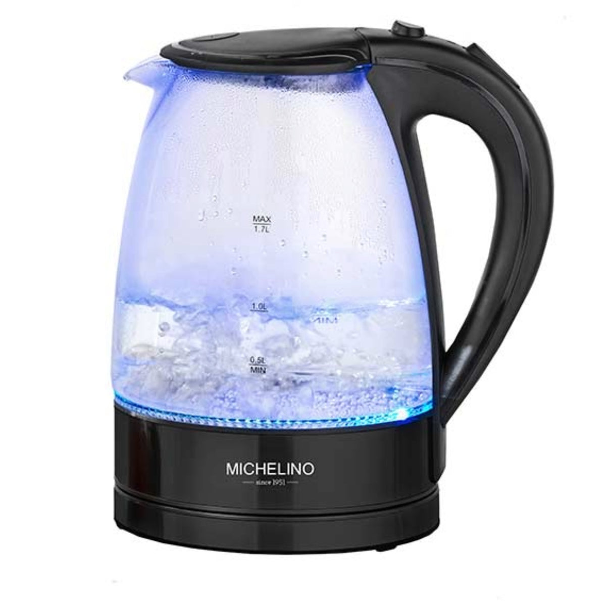 Michelino Wasserkocher Glas 1,7 Liter – mit LED-Beleuchtung und modernen Funktionen