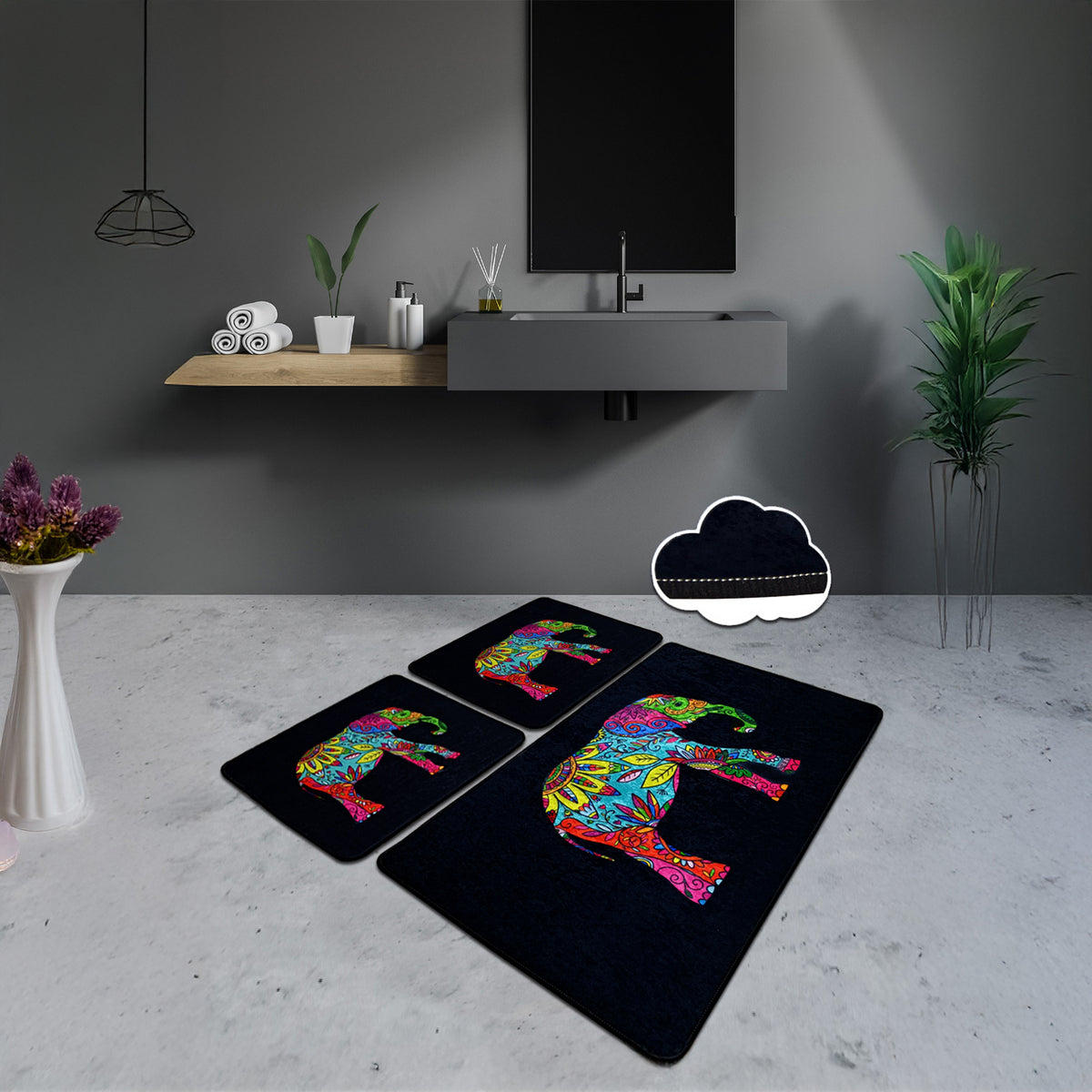 Bosdela Badezimmerteppich-Set, 3-teilig - Verschiedene Designs, 100 × 160 cm