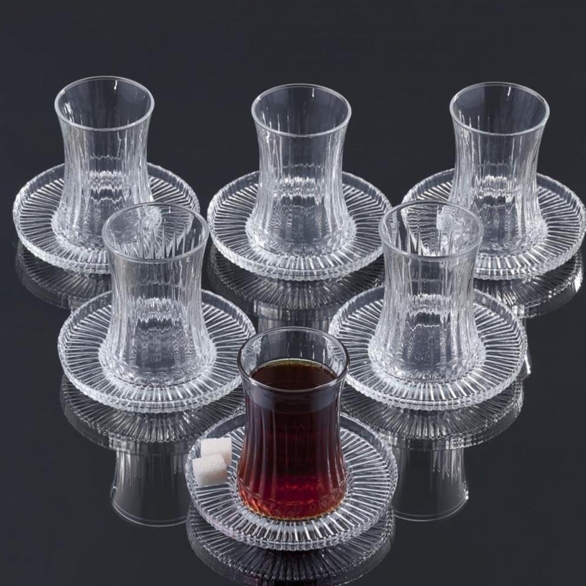 Pasabahce Elysia Teeset - Teegläser mit Untertassen, 170ml