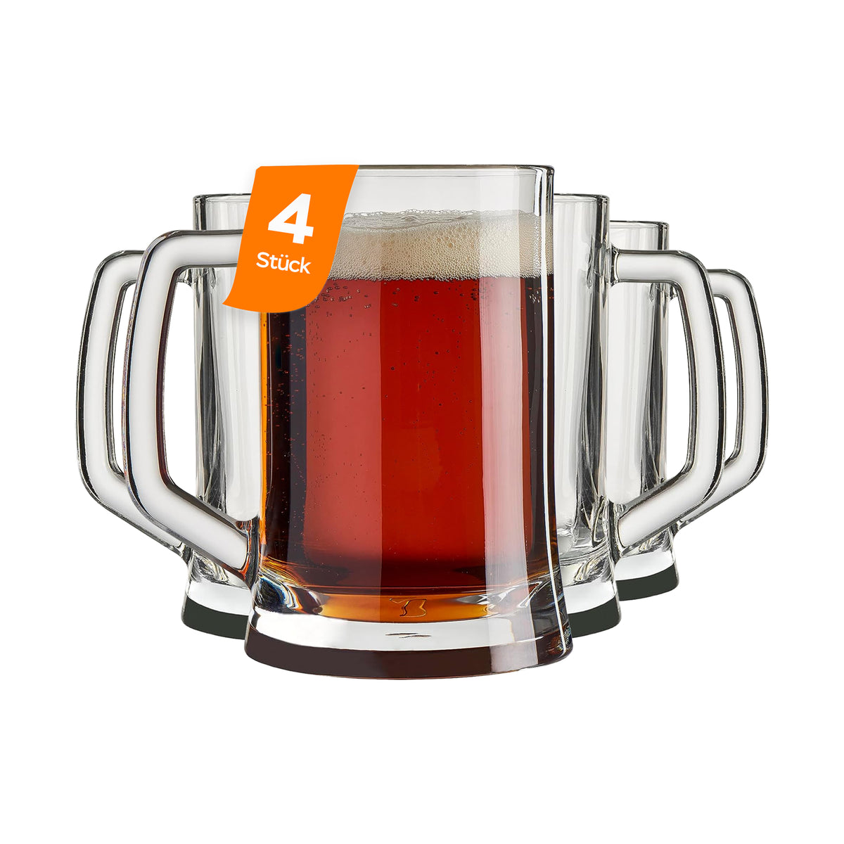 Pasabahce Pub Bierglas 500 ml - Klares Glas mit Henkel