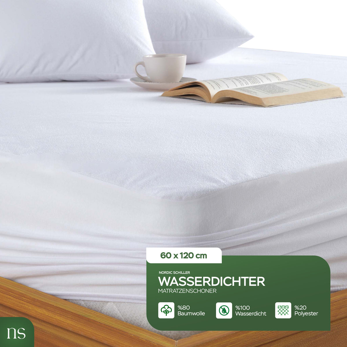 Nordic Schiller Wasserdichte Fitted Matratzenauflage aus Baumwolle