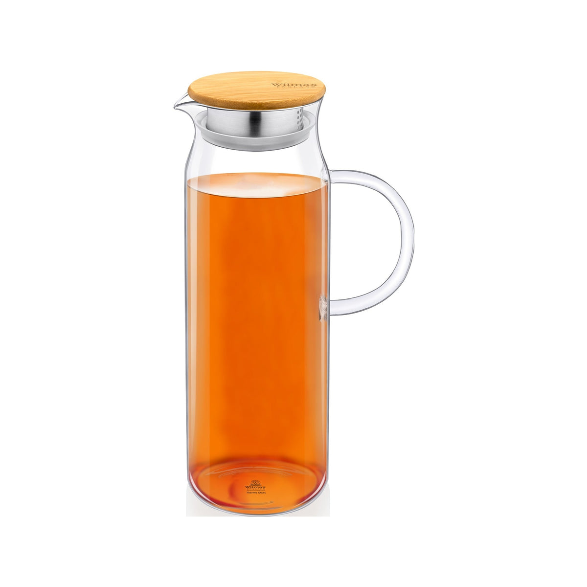 Wilmax Borosilikat Glas Krug mit Bambusdeckel