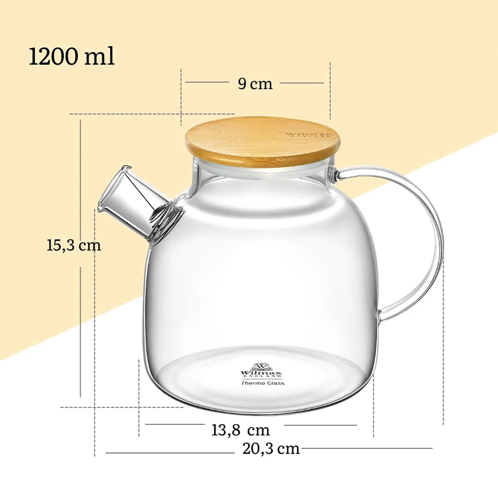 Wilmax Teekanne 1200 ml Glas mit Bambusdeckel WL-888826/A