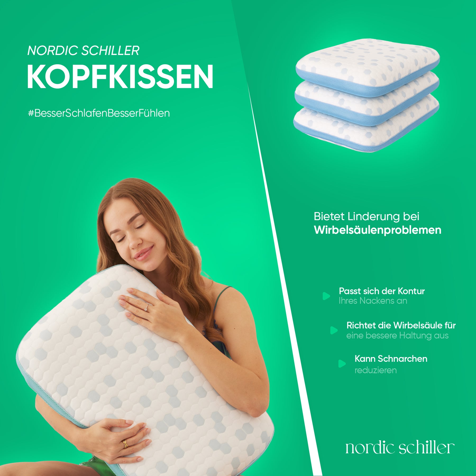 Nordic Schiller Cooler Visco Hochkissen 60 x 40 cm
