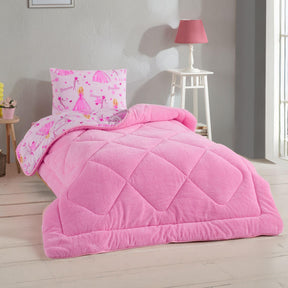Prinzessin gemustert Doppelseitiges Wellsoft-Schlafset mit Einzelbettlaken (Steppdecke+Laken+Kissenbezug)
