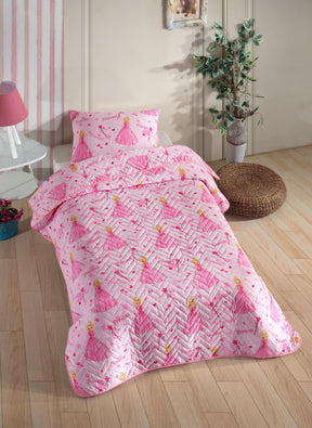 Prinzessinnen Gemusterte Kinder-Jugendzimmer Einzel-Tagesdecke-Bettbezug-Set 160x230 cm (OHNE LAKEN)