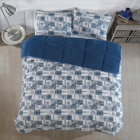 Luxus Wellsoft Wende-Bettdecke Set 220 x 240 cm - Blau, extra große Bettdecke mit Kissenbezügen, kuschelig und warm