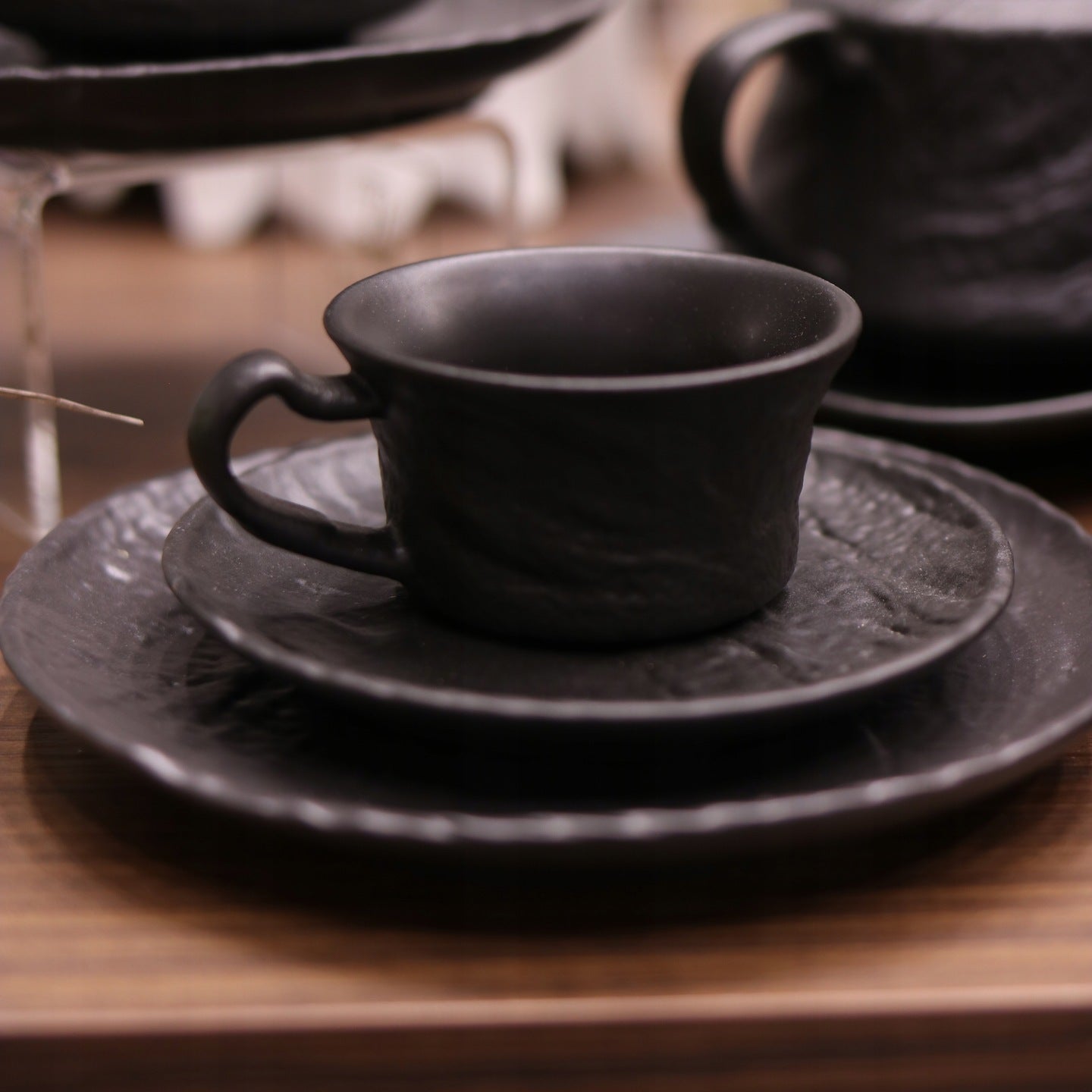 Wilmax Teetasse mit Untertasse SlateStone Schwarz 180 ml Porzellan
