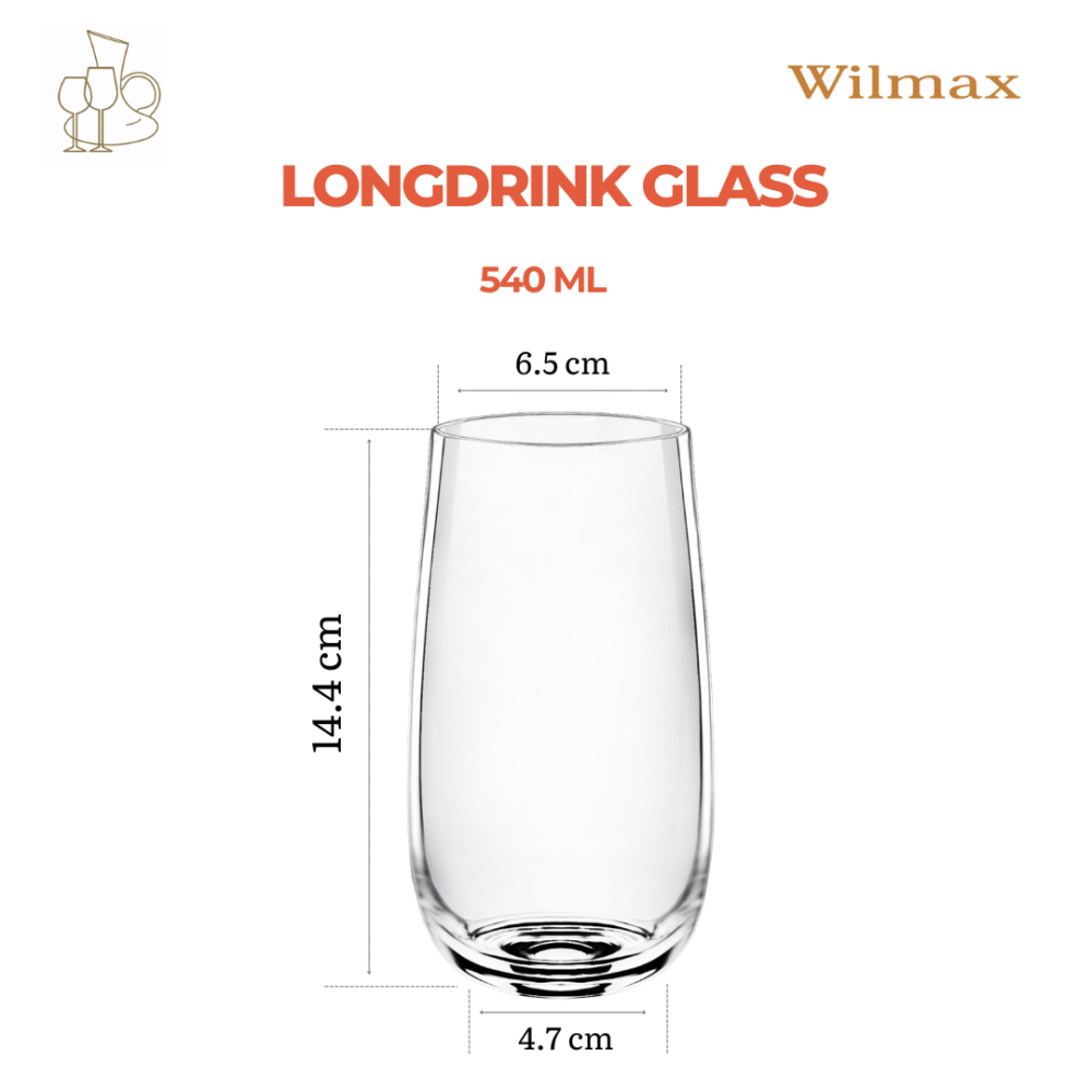 Wilmax Getränkeset Glaskrug 2000 ml mit 6 Gläser 540 ml Kristallglas WL-888350/1C-888022/A6