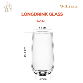 Wilmax Getränkeset Glaskrug 2000 ml mit 6 Gläser 540 ml Kristallglas WL-888350/1C-888022/A6