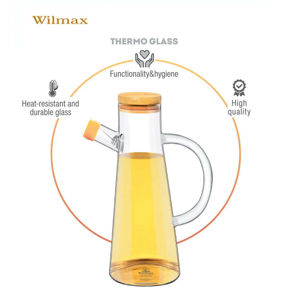 Wilmax Ölflasche 500 ml Glas mit Bambusdeckel WL-888964/A